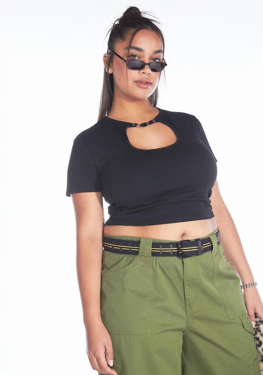 Plus For Your Information Cutout Crop Top sold by Dolls Kill product image thumbnail 2