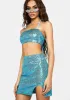 Blue Sequin Skirt Set sold by Dolls Kill