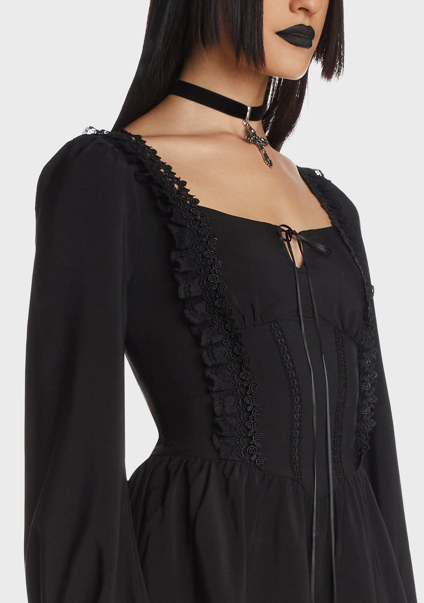 Dead Doll Rose Trim Frilly Dress sold by Dolls Kill product image thumbnail 2