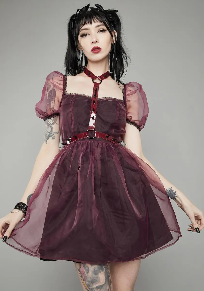 Wine Hell On Earth Harness Dress sold by Dolls Kill