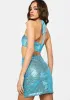 Blue Sequin Skirt Set sold by Dolls Kill