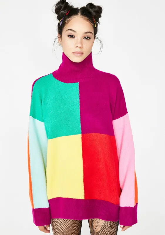 Easy As Do Re Mi Colorblock Sweater sold by Dolls Kill