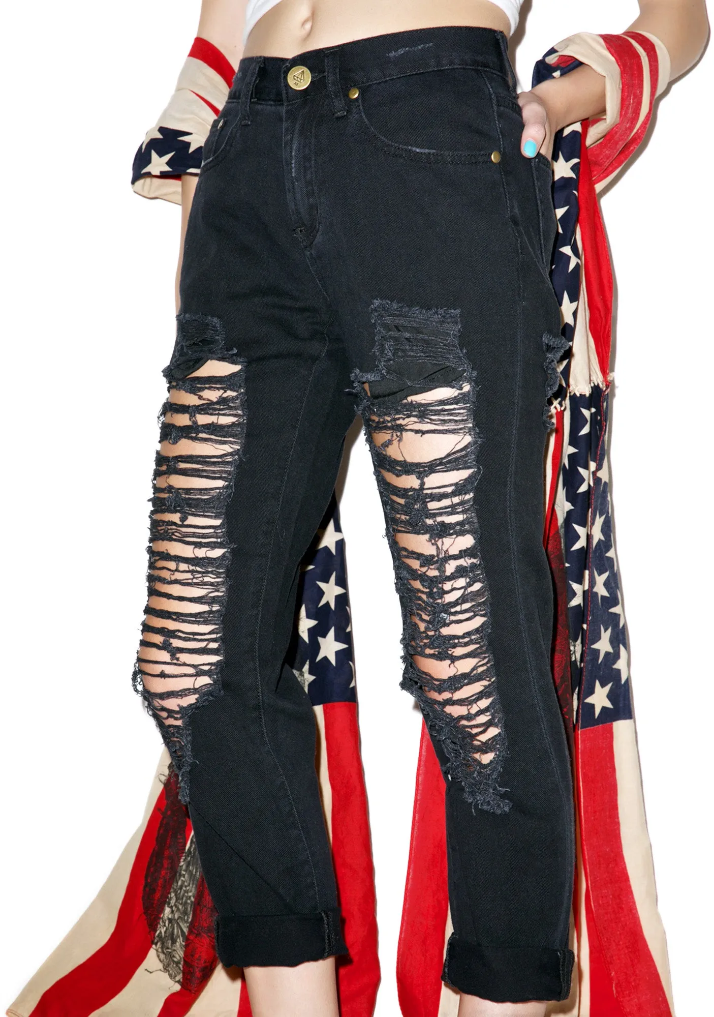 Charley Destroyed Boyfriend Jeans sold by Dolls Kill product image thumbnail 5
