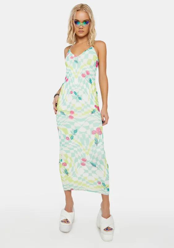 Mint Cherry Amina Mesh Midi Dress sold by Dolls Kill