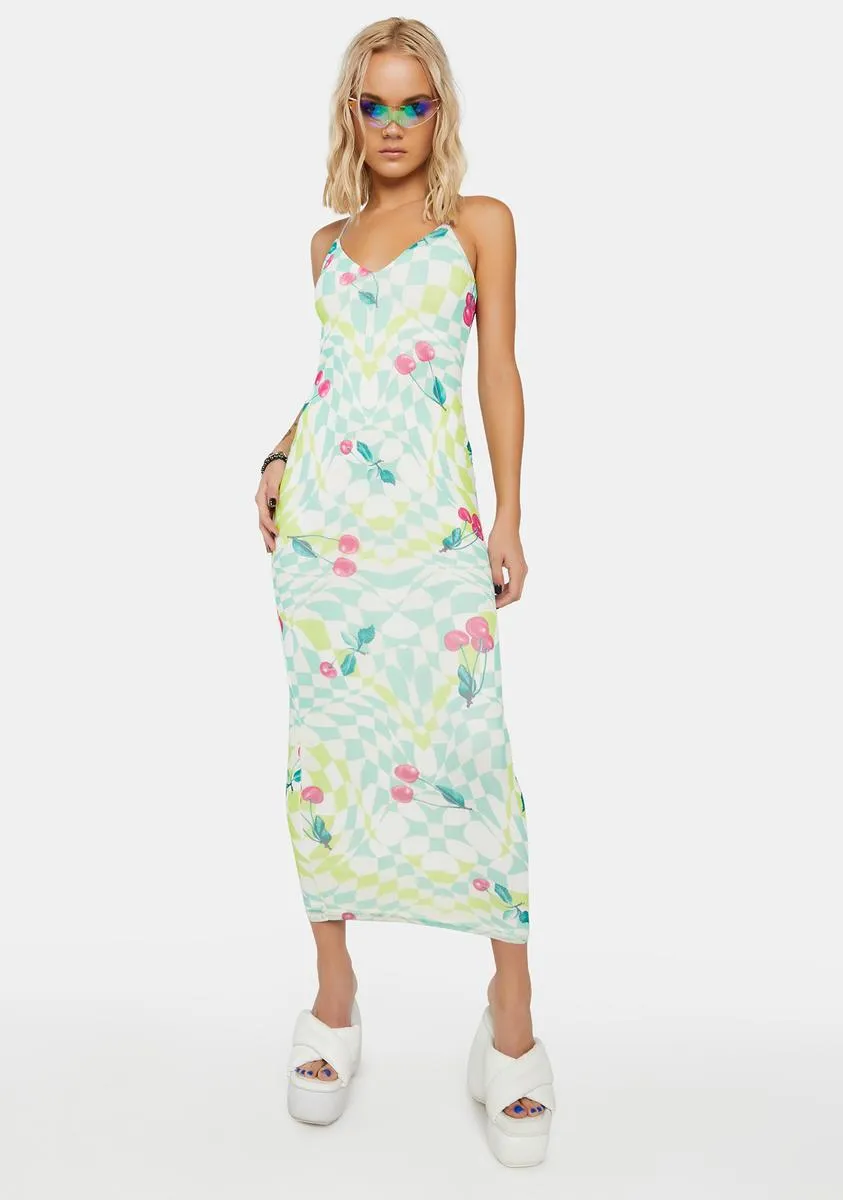 Mint Cherry Amina Mesh Midi Dress sold by Dolls Kill