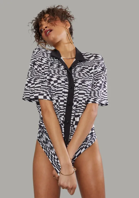 Warped Realm Checkered Button Up Shirt sold by Dolls Kill