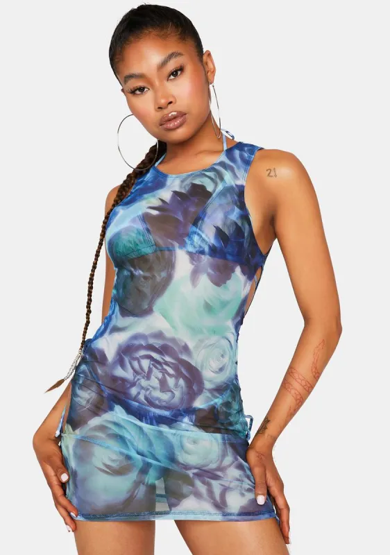 Abstract Floral Blue Ardice Cover Up Dress sold by Dolls Kill
