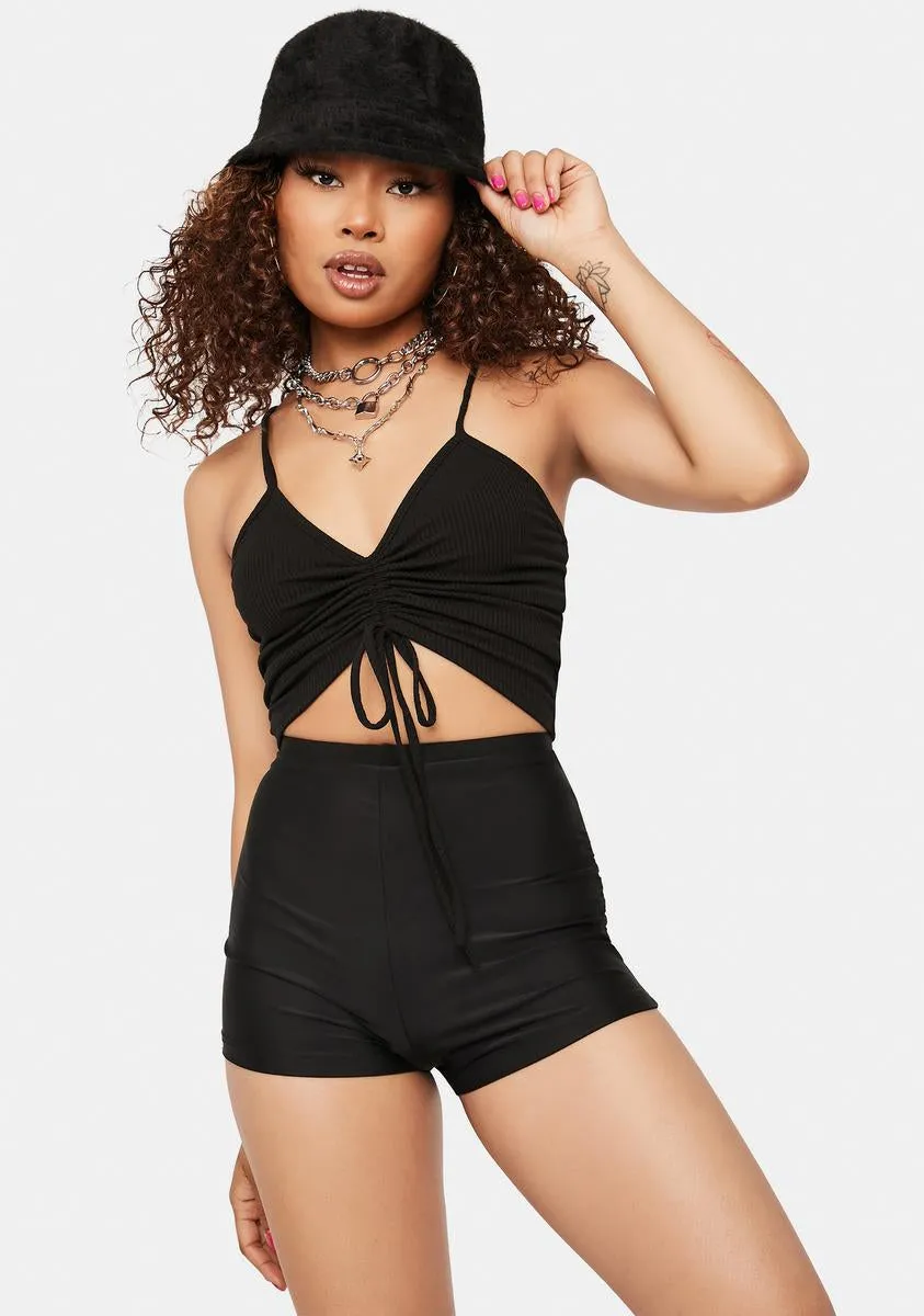 Live It Big Time Ruched Crop Top sold by Dolls Kill