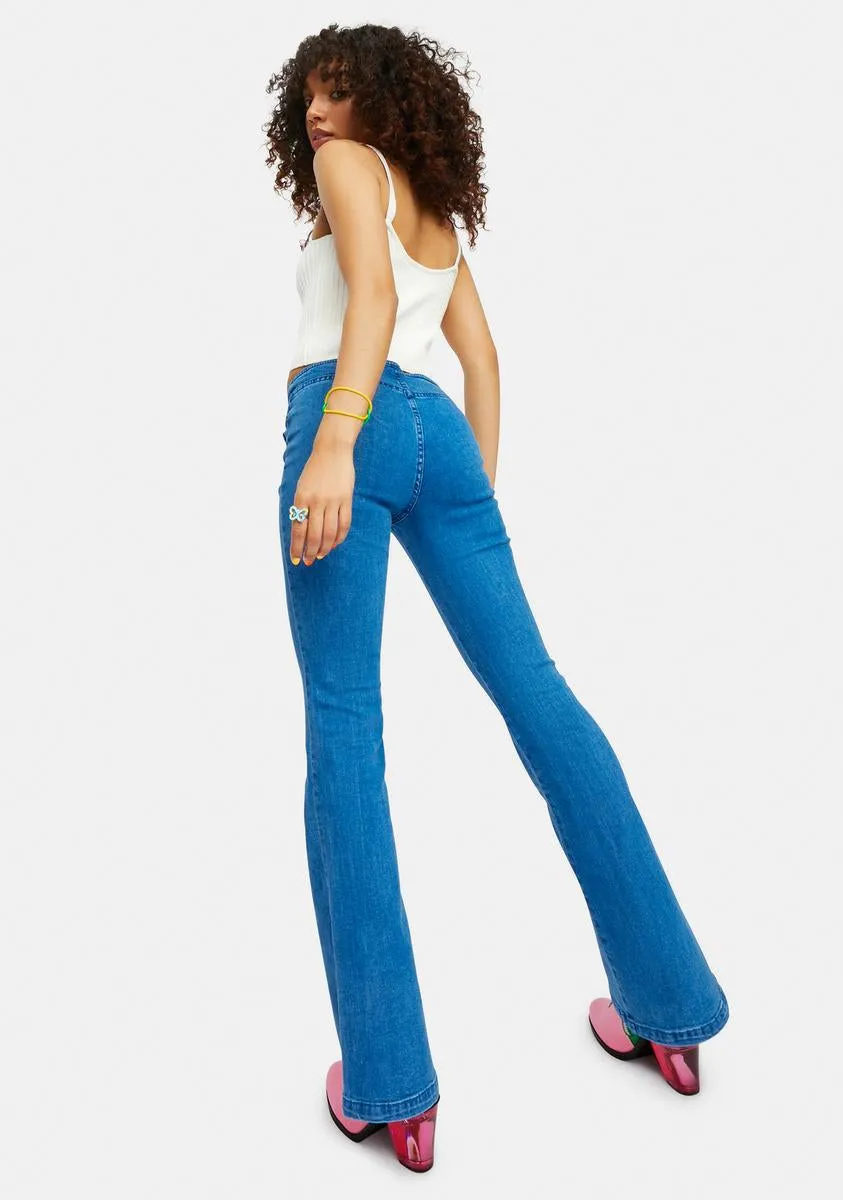 Hippie Nights Tulip Print Denim Flares sold by Dolls Kill product image thumbnail 4