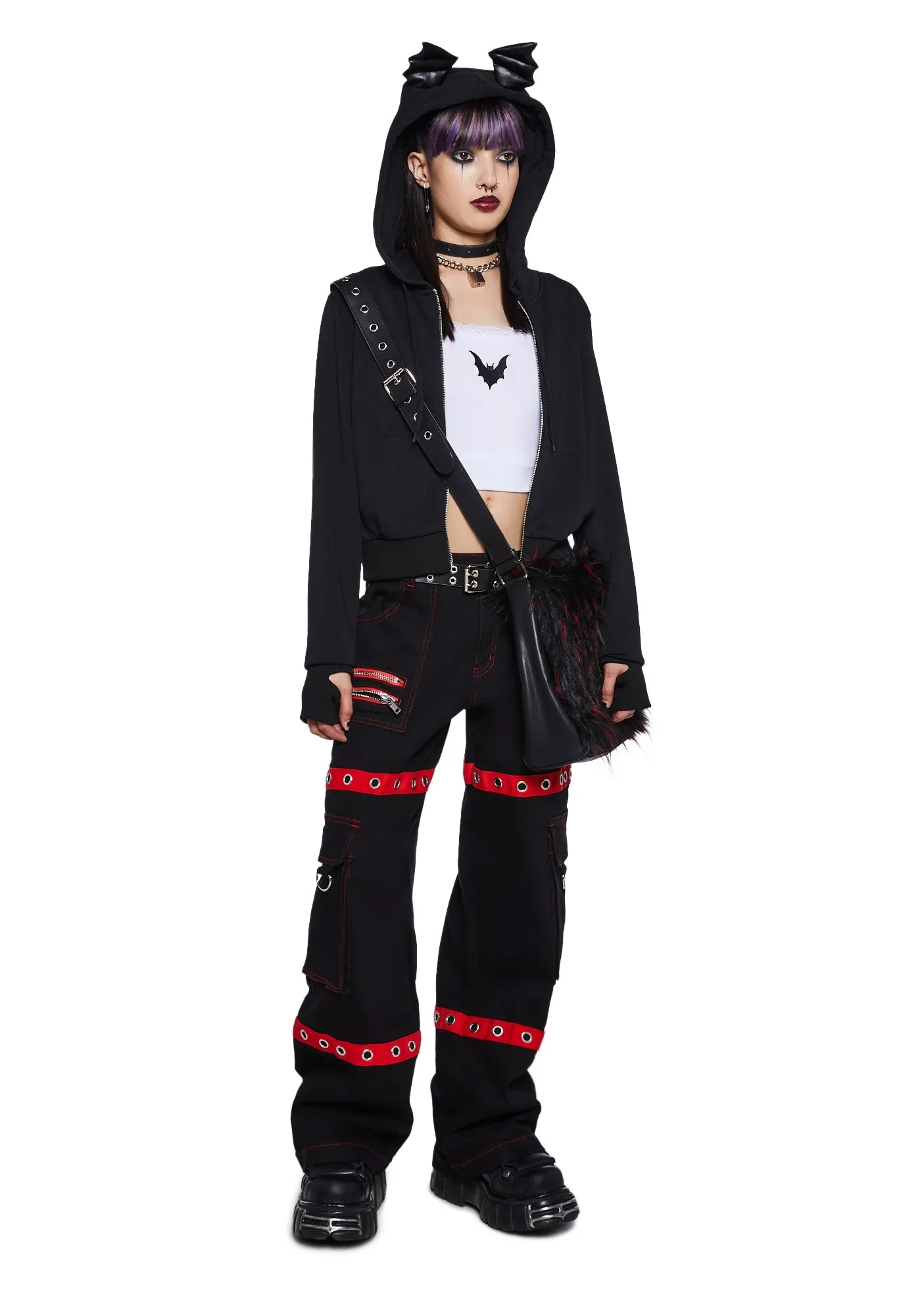 Mortal Solitude Cargo Pants - Red sold by Dolls Kill product image thumbnail 2