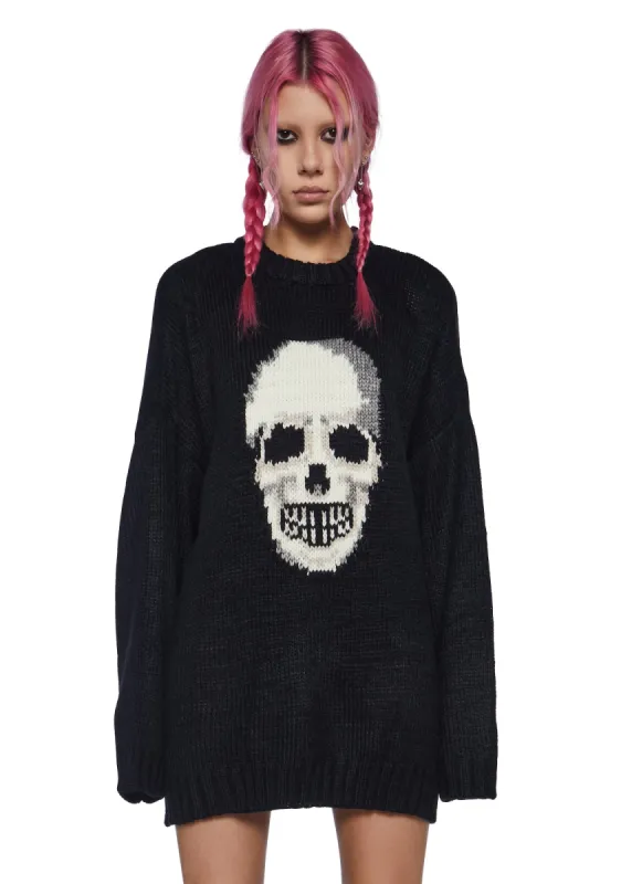 Knowing Skull Knit Sweater sold by Dolls Kill