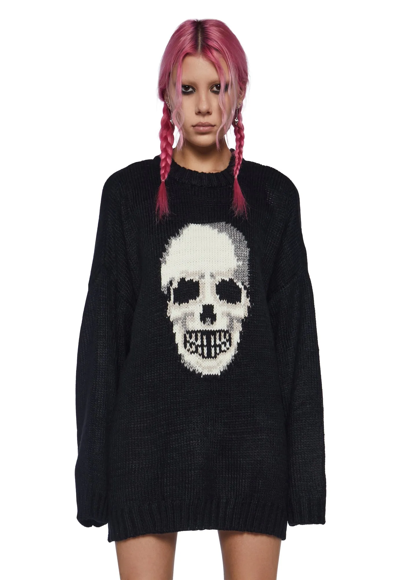 Knowing Skull Knit Sweater sold by Dolls Kill