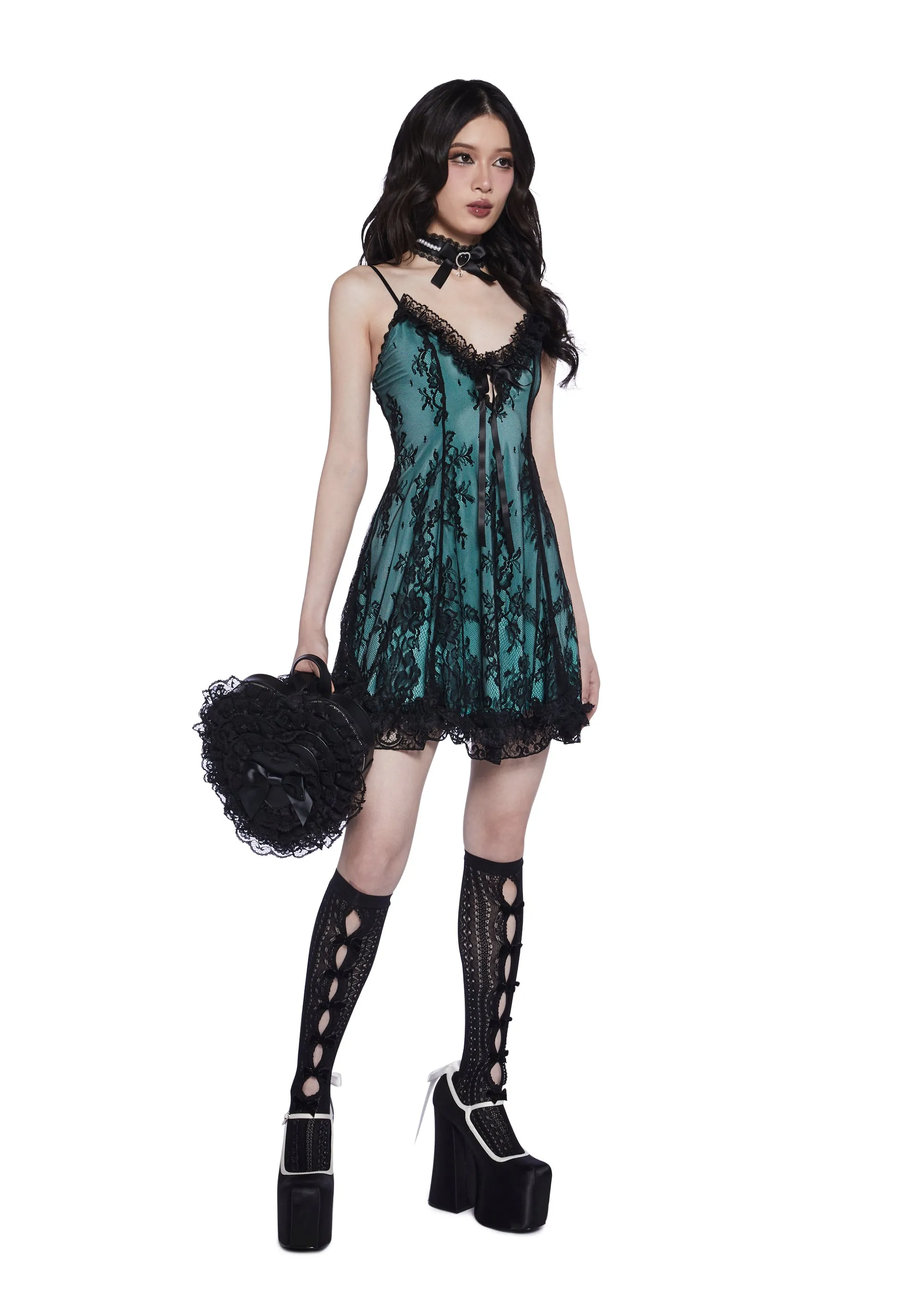 knee length dresses for ladies Ruffled Lace Mini Dress Widow