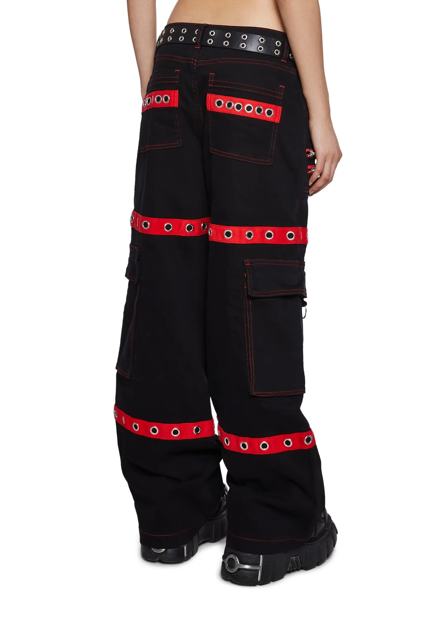 Mortal Solitude Cargo Pants - Red sold by Dolls Kill product image thumbnail 4