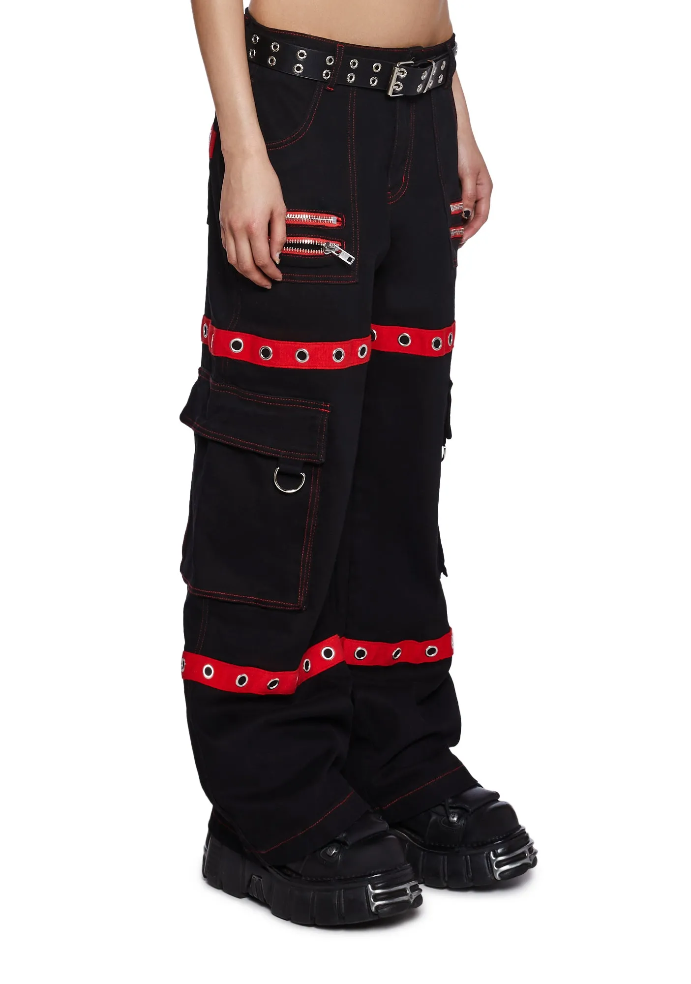Mortal Solitude Cargo Pants - Red sold by Dolls Kill product image thumbnail 3