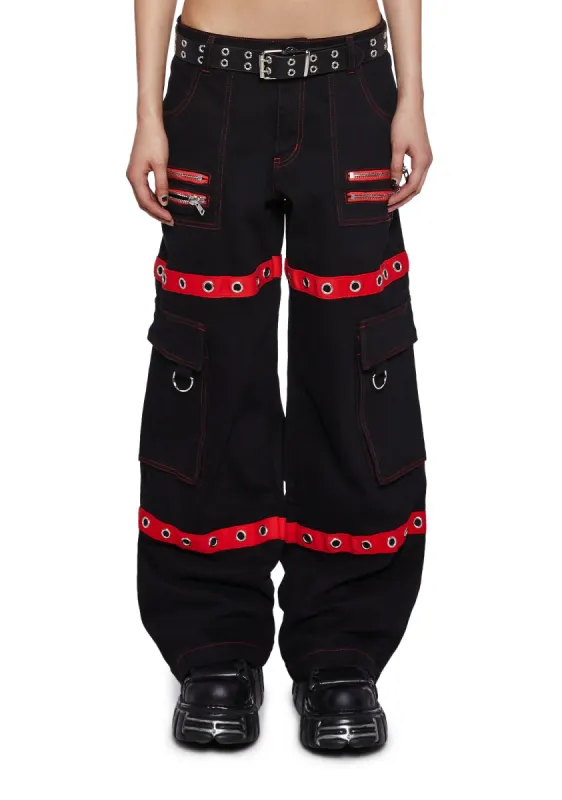 Mortal Solitude Cargo Pants - Red sold by Dolls Kill