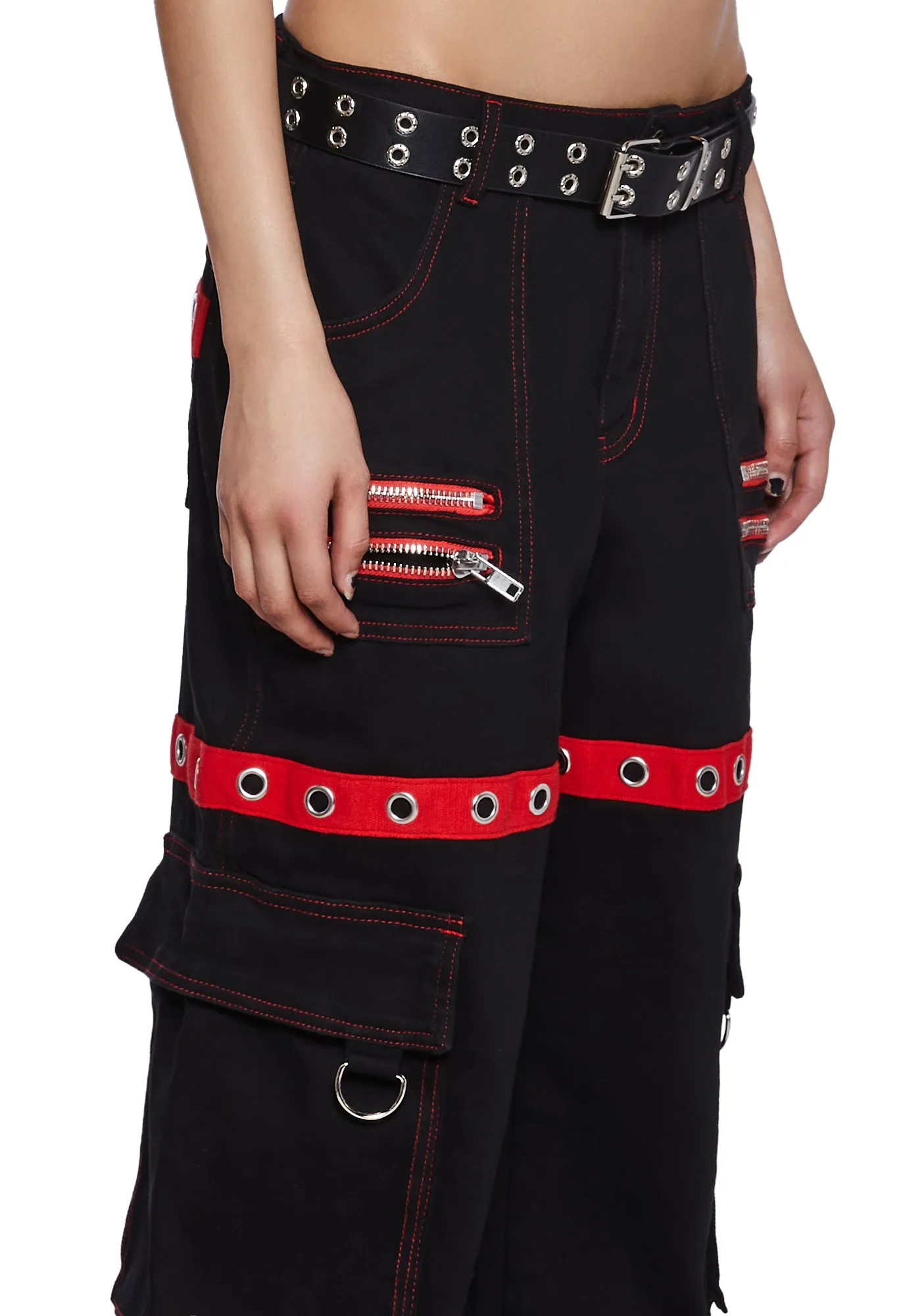 Mortal Solitude Cargo Pants - Red sold by Dolls Kill product image thumbnail 5