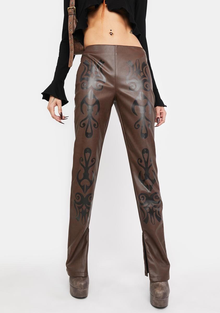 Into The Woods Vegan Leather Pants sold by Dolls Kill