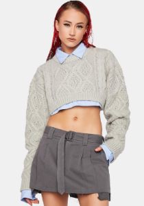 Grey Elle Mini Skirt sold by Dolls Kill