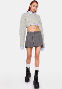 Grey Elle Mini Skirt sold by Dolls Kill