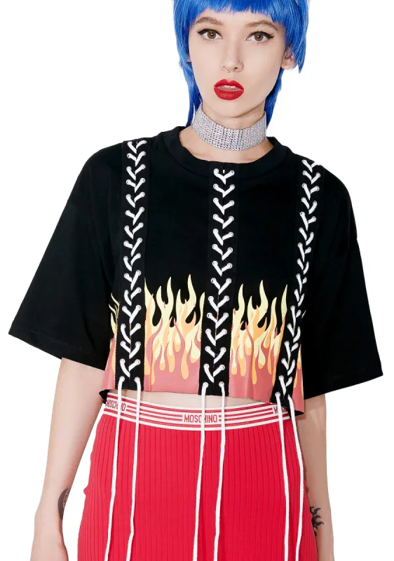 Hot or Knot Lace-Up Tee sold by Dolls Kill