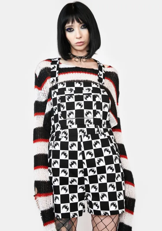 Bat Checkered Goth Overalls sold by Dolls Kill
