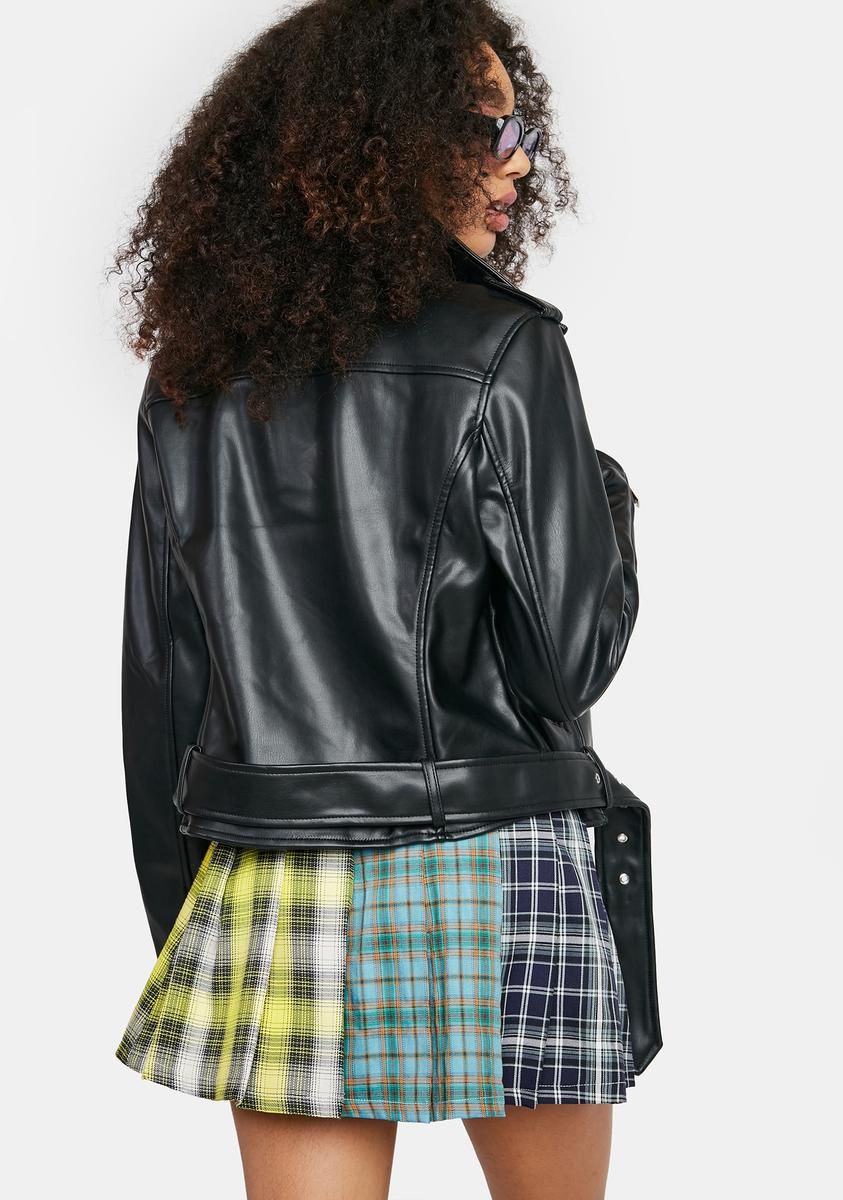 Black Vegan Leather Moto Jacket sold by Dolls Kill product image thumbnail 4