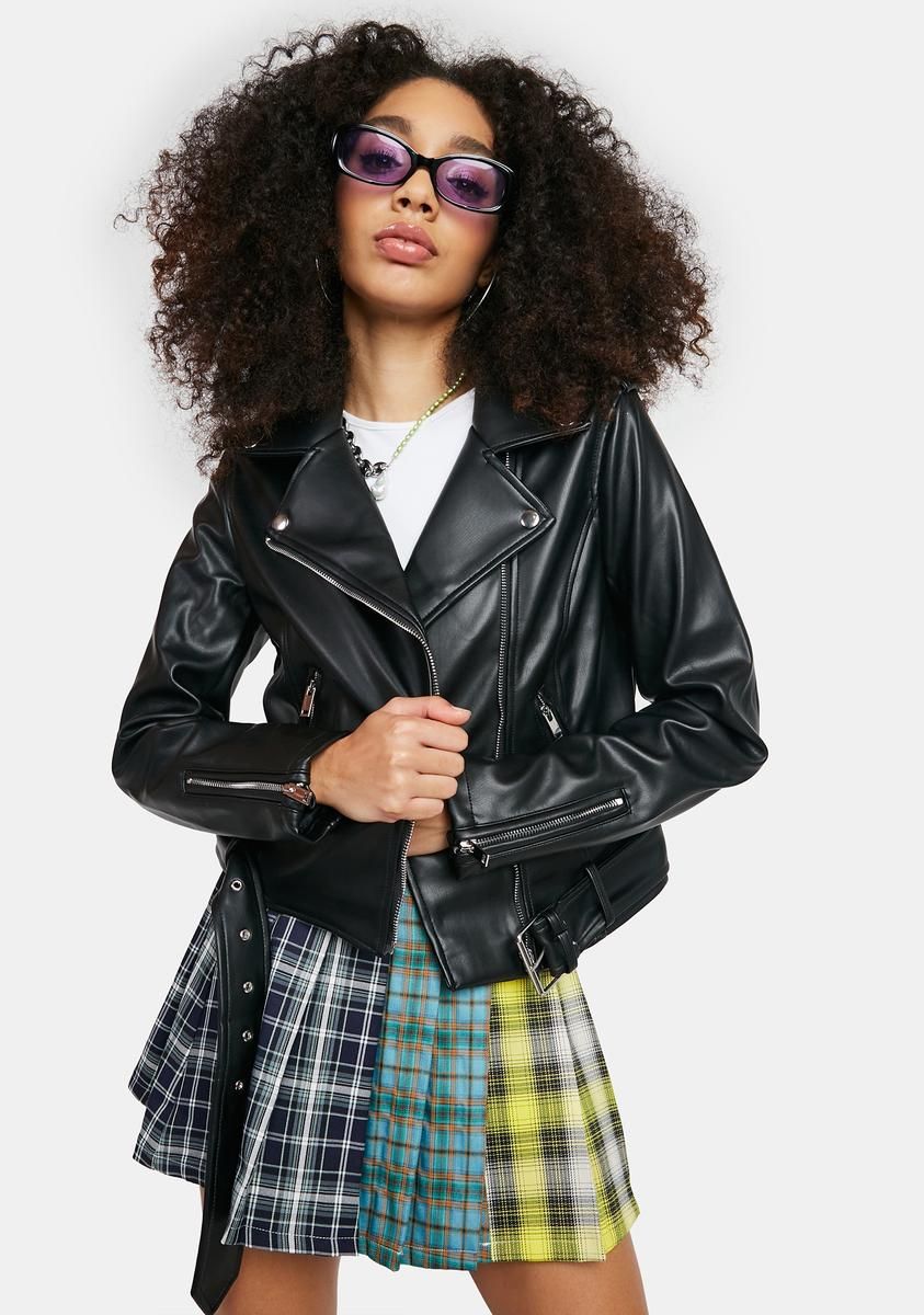 Black Vegan Leather Moto Jacket sold by Dolls Kill