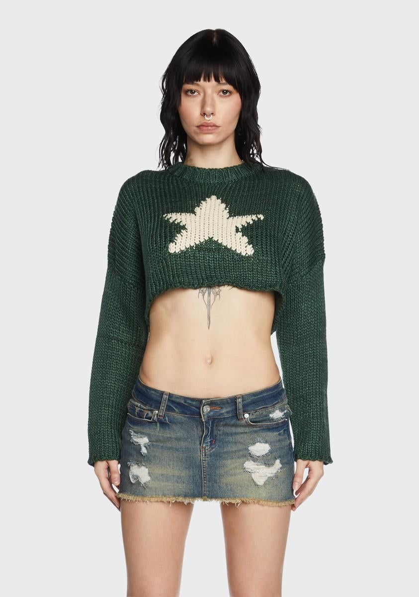 Mega Star Cropped Sweater sold by Dolls Kill
