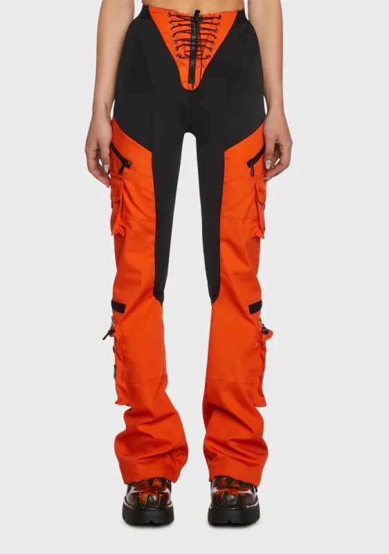 Techno Stretch Cargo Pants - Orange sold by Dolls Kill