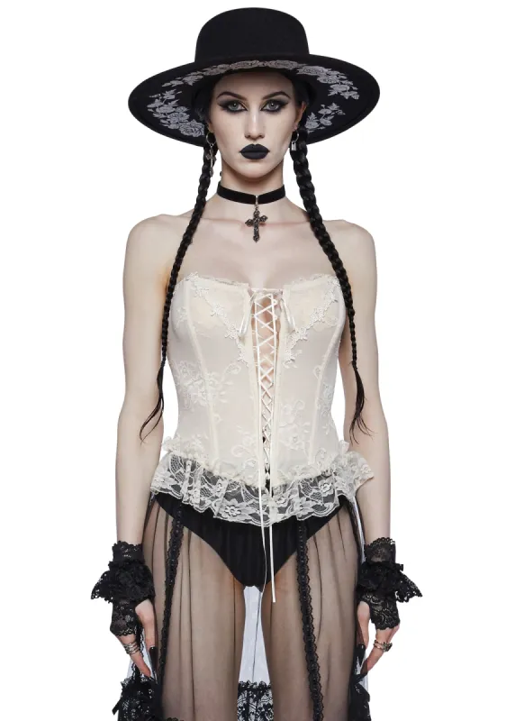 Haunting Presence Lace Bustier sold by Dolls Kill