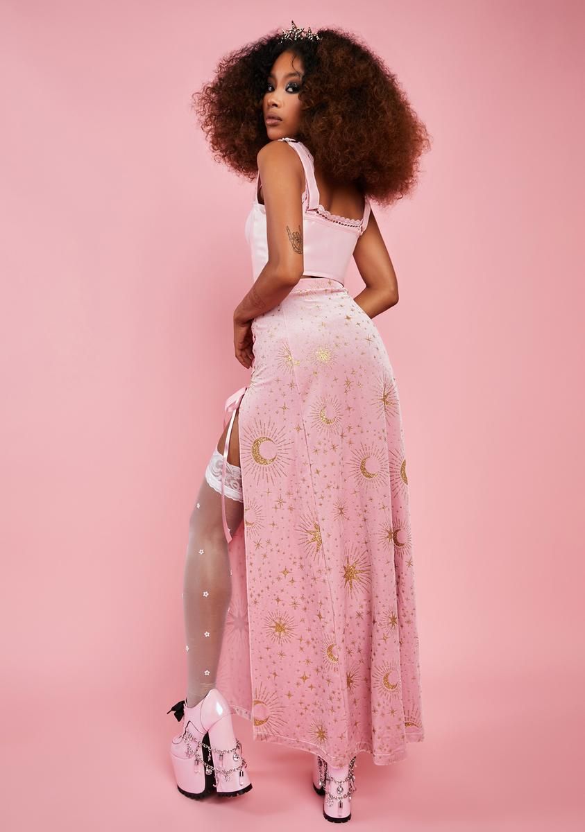 Blush What A Charmer Maxi Skirt sold by Dolls Kill product image thumbnail 4