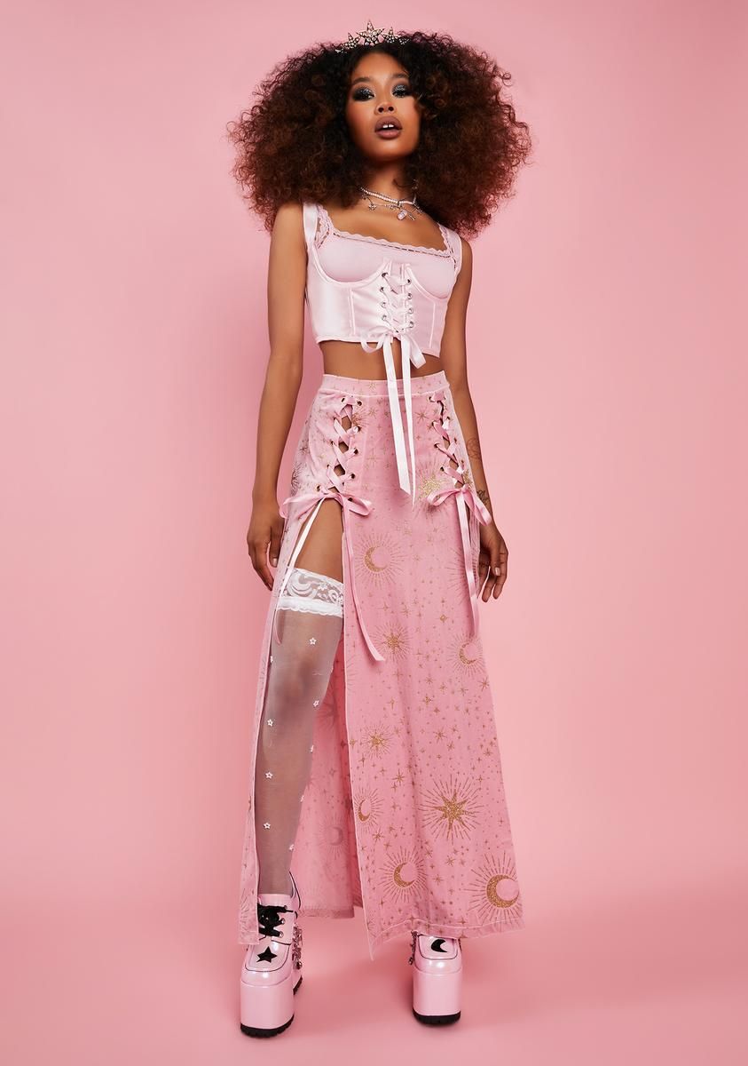 Blush What A Charmer Maxi Skirt sold by Dolls Kill product image thumbnail 2