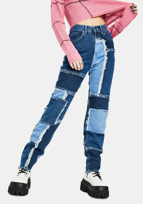 Cheat Patchwork Mom Jeans sold by Dolls Kill