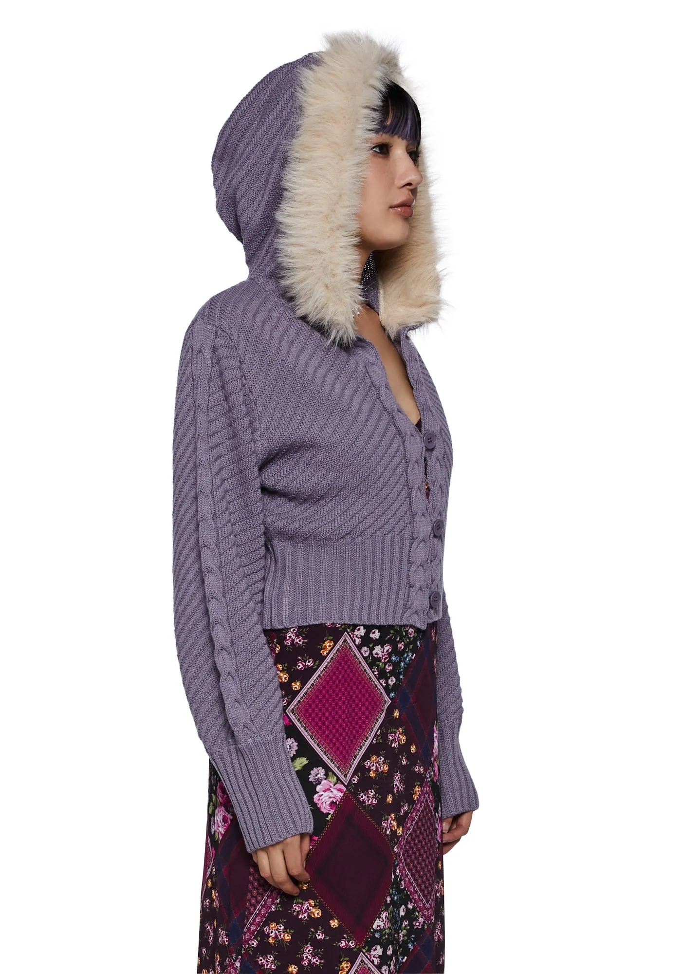 Cozy Retreat Cable Knit Hoodie sold by Dolls Kill product image thumbnail 3