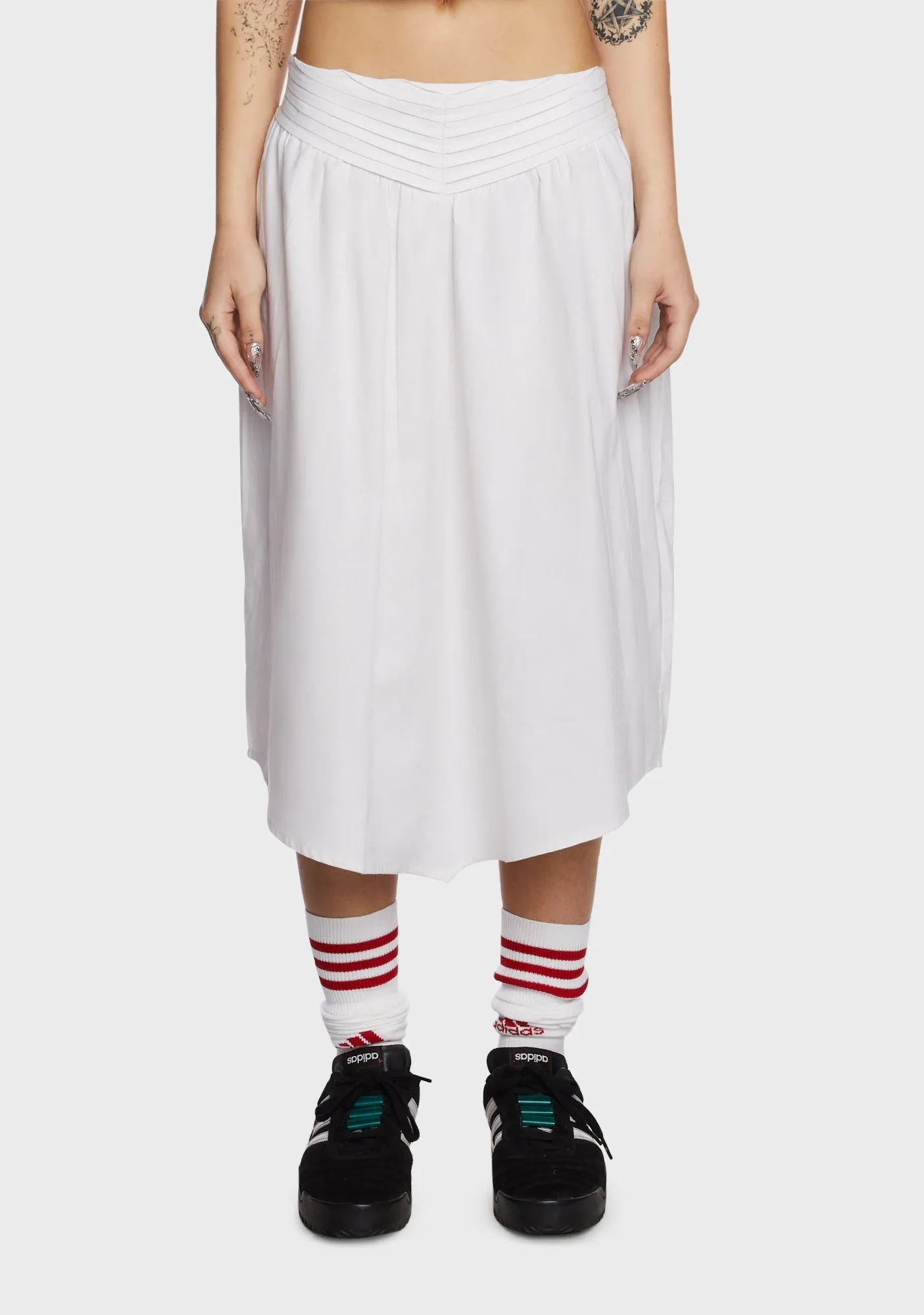 India Midi Skirt - White sold by Dolls Kill