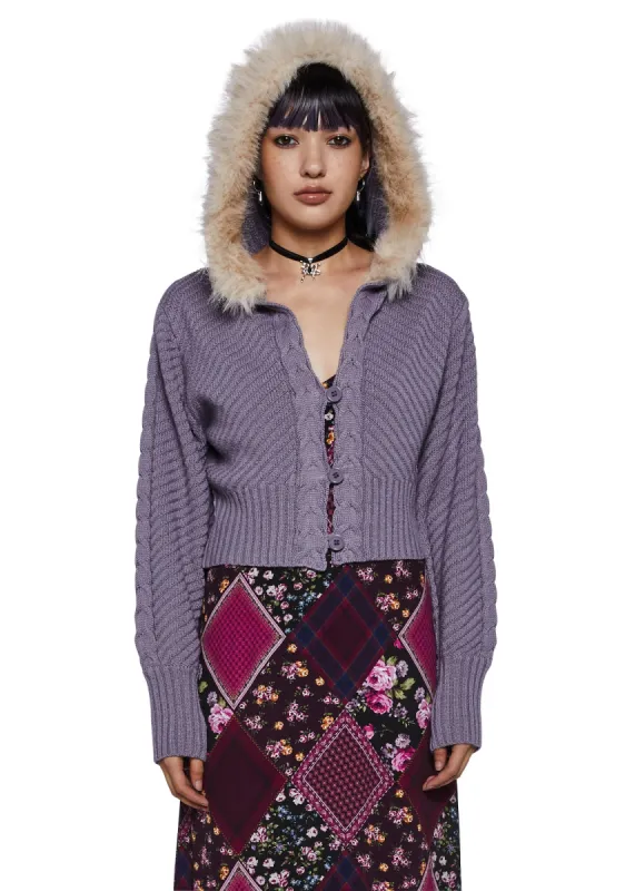 Cozy Retreat Cable Knit Hoodie sold by Dolls Kill