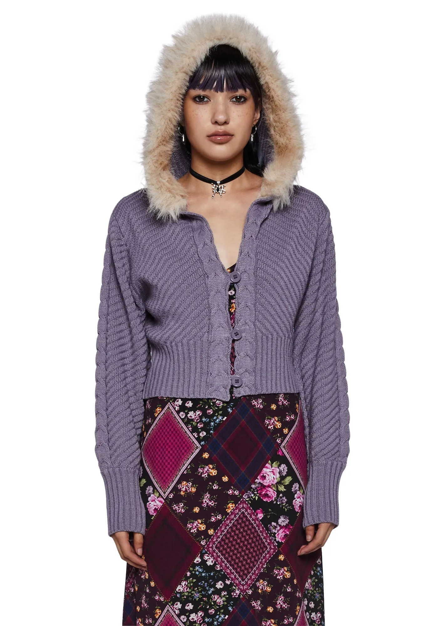 Cozy Retreat Cable Knit Hoodie sold by Dolls Kill