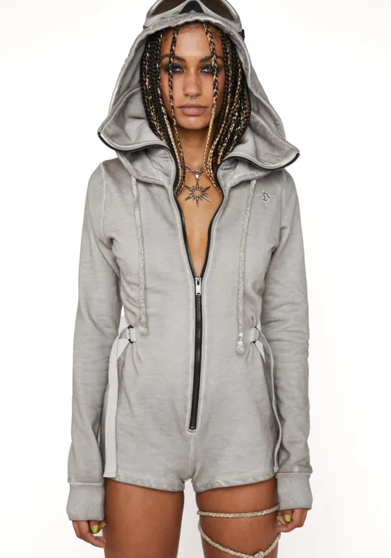 Compression Zip-Up Hoodie Romper sold by Dolls Kill