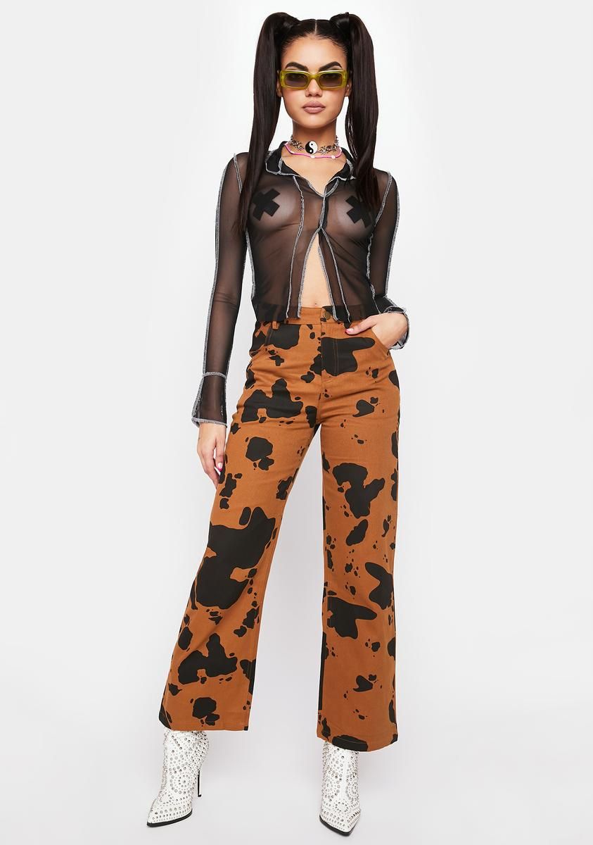 Contrast Stitch Mesh Blouse sold by Dolls Kill product image thumbnail 3