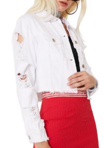 In Distress Crop Denim Jacket sold by Dolls Kill