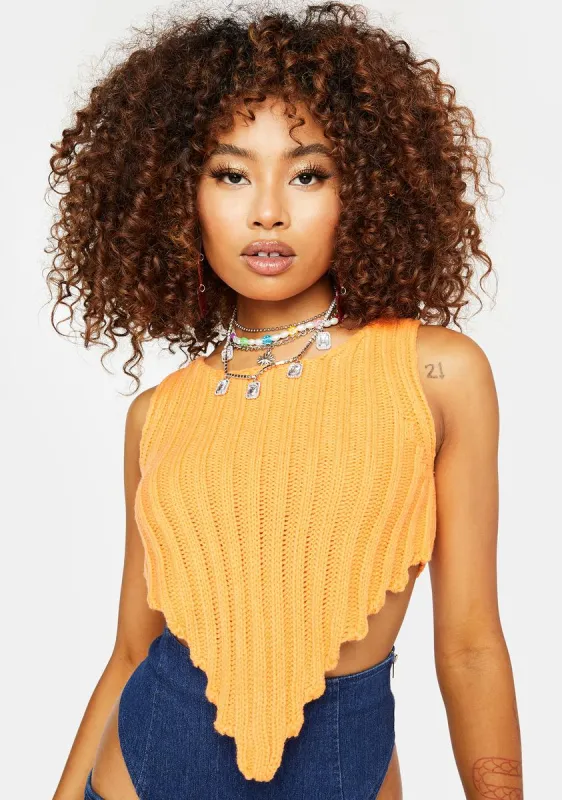 Citrus What A Treat Knitted Crop Top sold by Dolls Kill