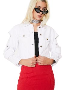 In Distress Crop Denim Jacket sold by Dolls Kill