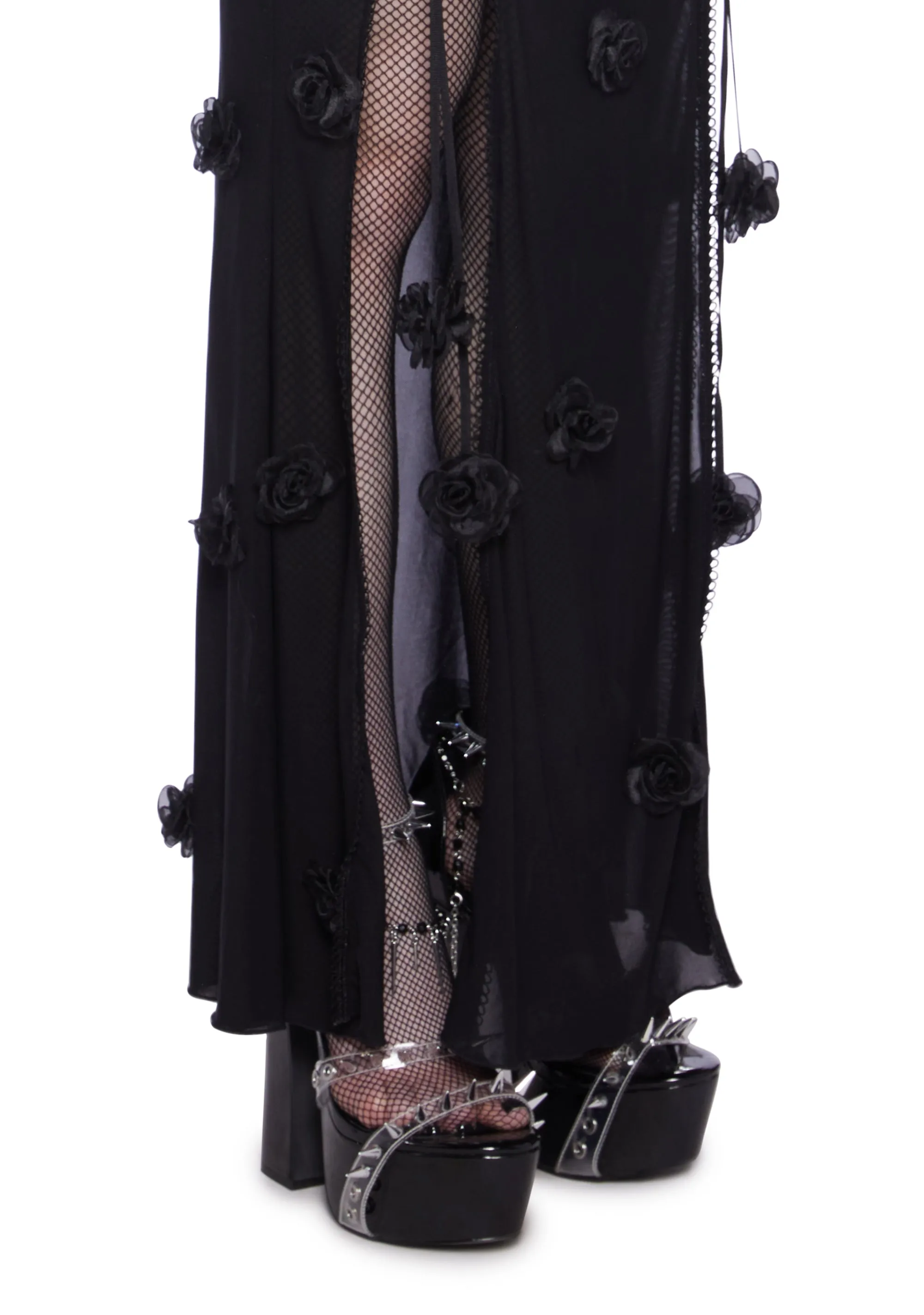 Moonlit Rose Mesh Maxi Skirt sold by Dolls Kill product image thumbnail 5