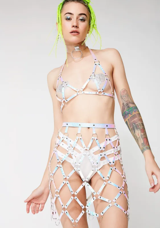 Hoochie Hologram Harness Set sold by Dolls Kill