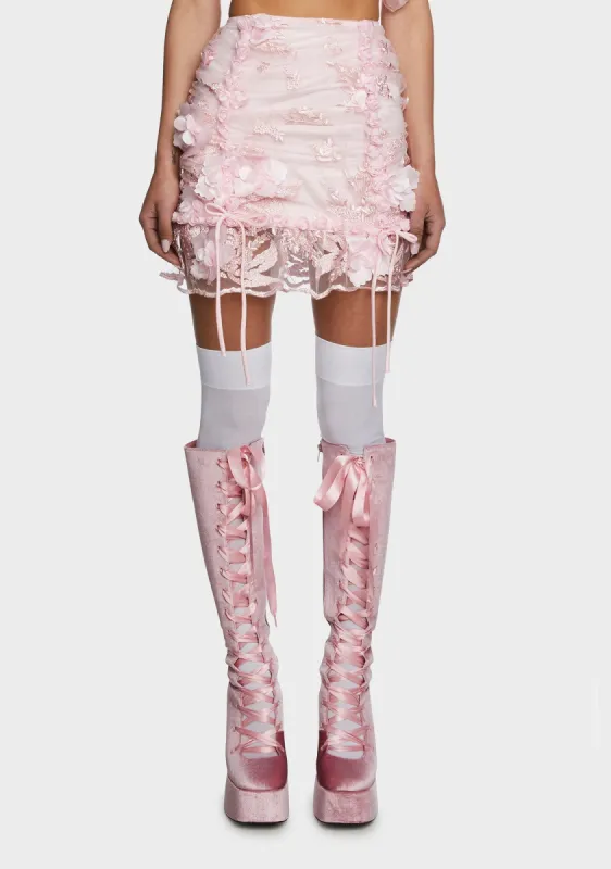 Social Season Mini Skirt - Pink sold by Dolls Kill