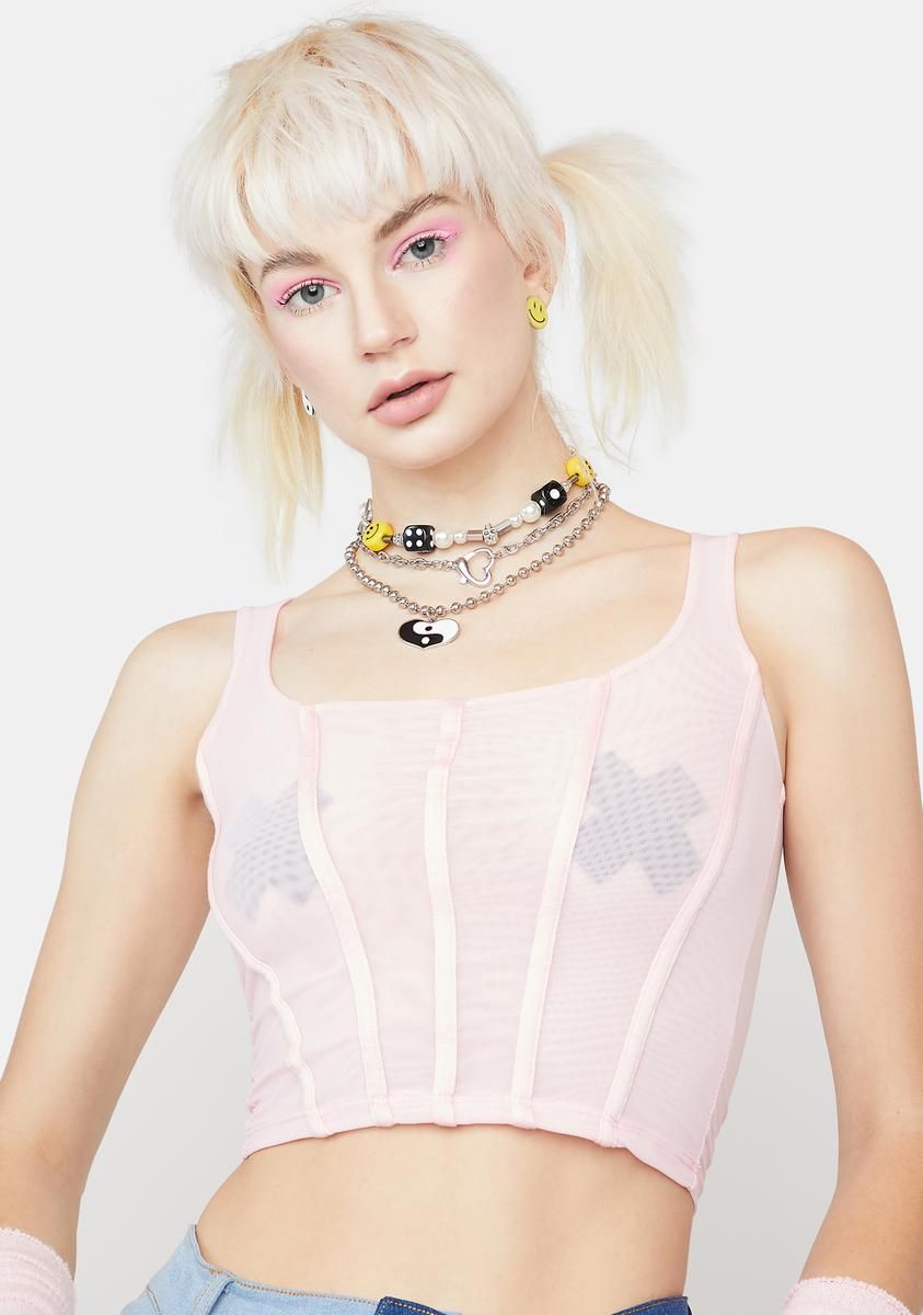 Sugar Get Lucky Mesh Corset Top sold by Dolls Kill