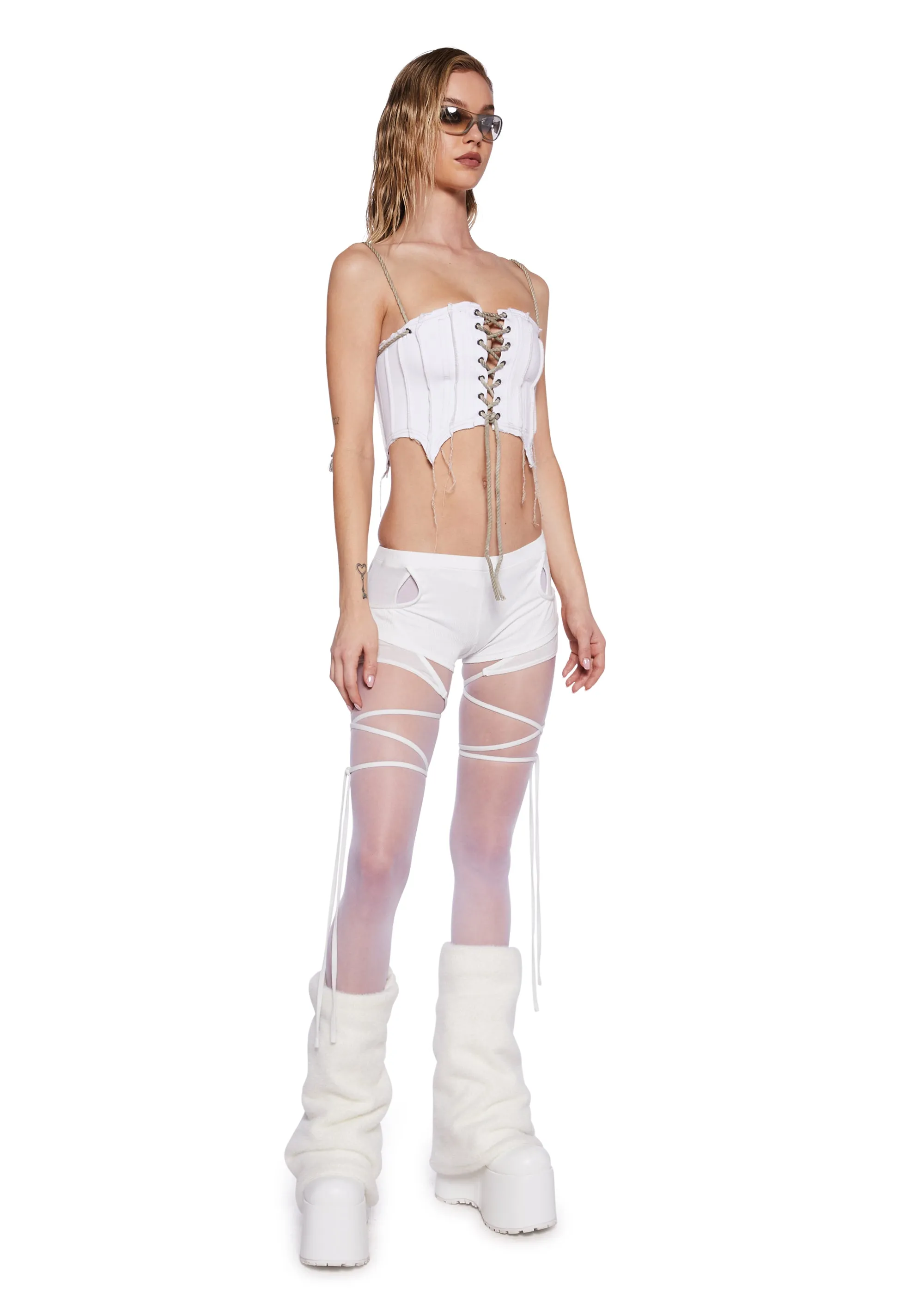 Pitch Corset Top - White sold by Dolls Kill product image thumbnail 4