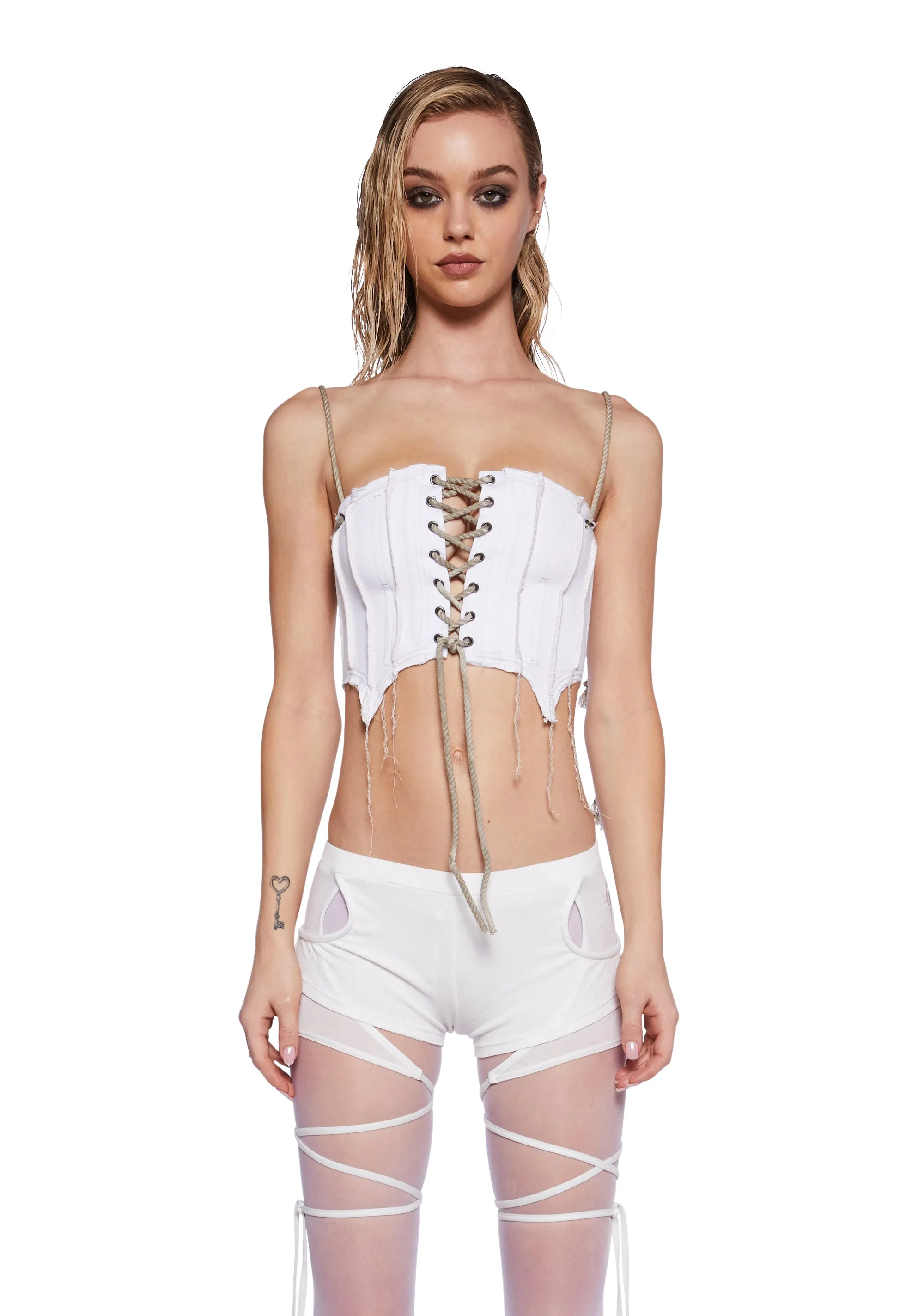 Pitch Corset Top - White sold by Dolls Kill