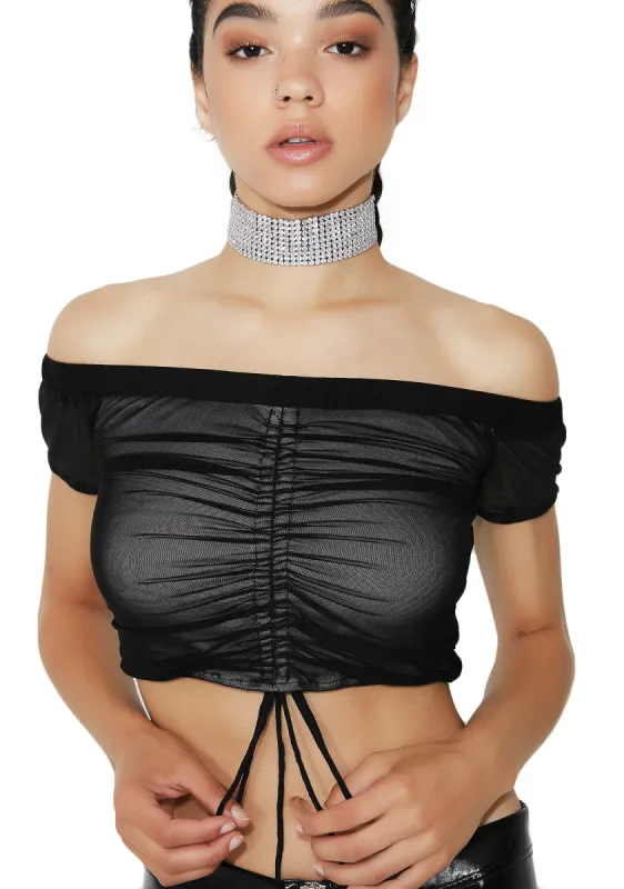Heartbreaker Off-Shoulder Crop Top sold by Dolls Kill